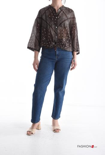 Chemise en Soie Imprimé paisley à boutons manches à trois-quarts - ph 5