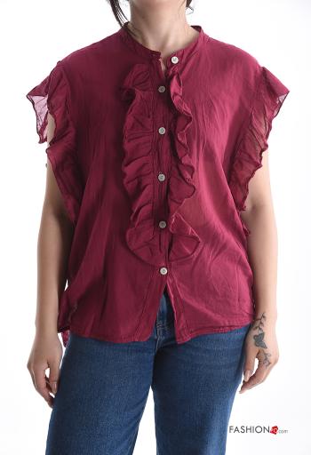 Camicia in Cotone maniche corte con balze con bottoni