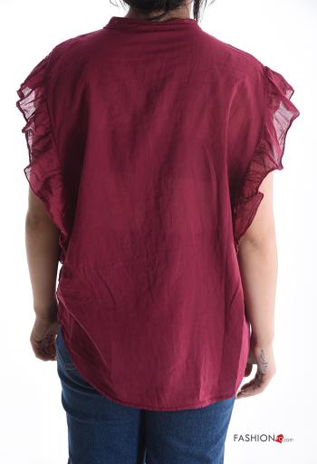 Camicia in Cotone maniche corte con balze con bottoni - ph 2