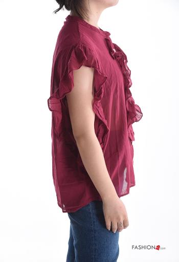 Camicia in Cotone maniche corte con balze con bottoni - ph 3