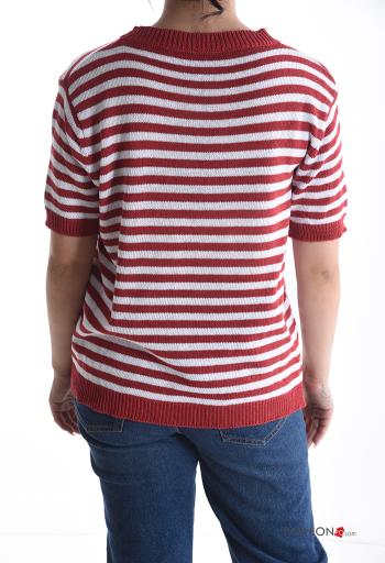 Maglione in Cotone maniche corte girocollo Fantasia righe - ph 2