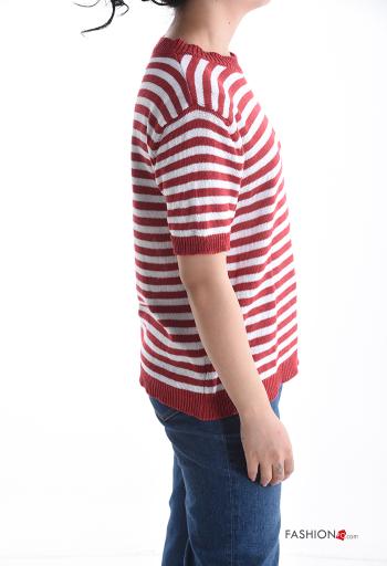 Maglione in Cotone maniche corte girocollo Fantasia righe - ph 3