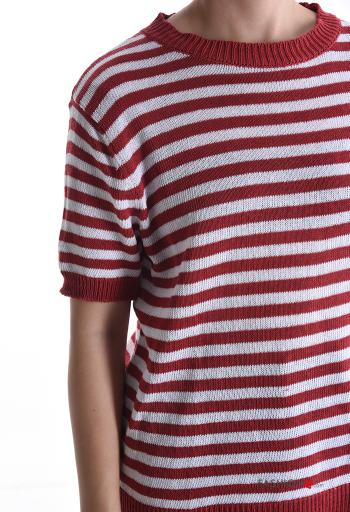 Maglione in Cotone maniche corte girocollo Fantasia righe - ph 4