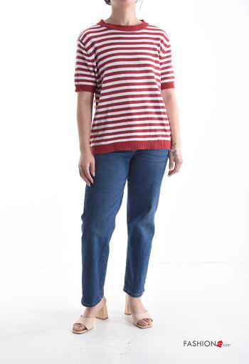 Maglione in Cotone maniche corte girocollo Fantasia righe - ph 5