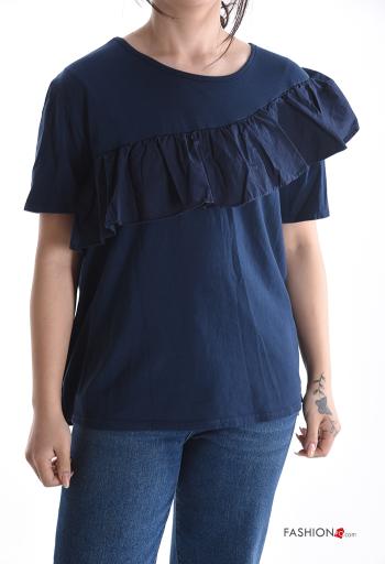 T-shirt in Cotone maniche corte girocollo con balze - ph 1