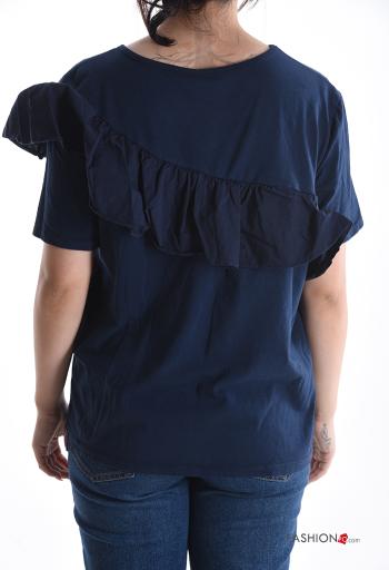 T-shirt in Cotone maniche corte girocollo con balze - ph 2