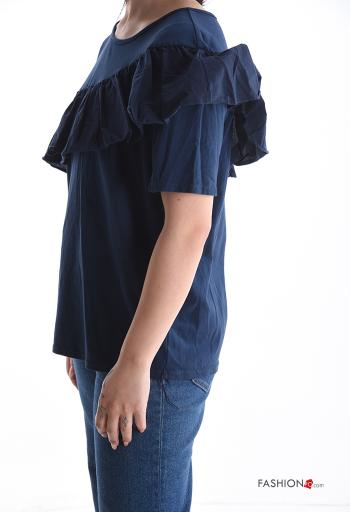 T-shirt in Cotone maniche corte girocollo con balze - ph 3