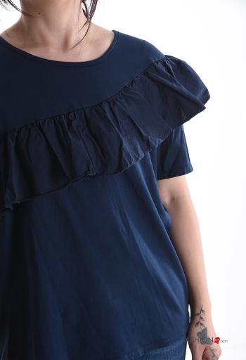 T-shirt in Cotone maniche corte girocollo con balze - ph 4