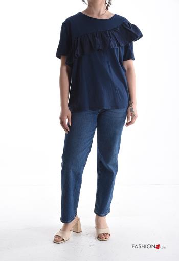 T-shirt in Cotone maniche corte girocollo con balze - ph 5