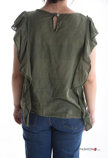 Blusa in Cotone maniche corte girocollo con balze - ph 2