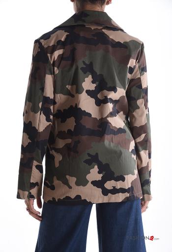 Veste en Coton manches longues Imprimé camouflage à boutons avec poches - ph 2