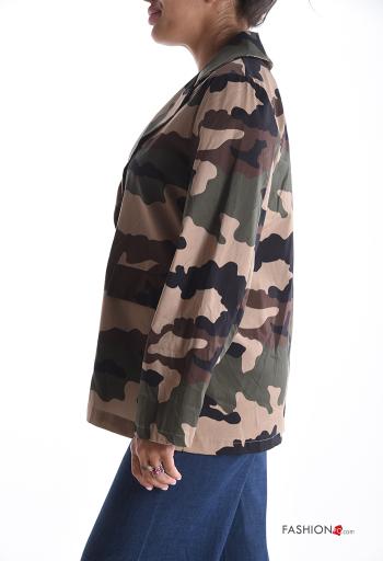 Veste en Coton manches longues Imprimé camouflage à boutons avec poches - ph 3