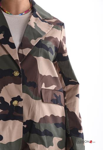 Veste en Coton manches longues Imprimé camouflage à boutons avec poches - ph 4