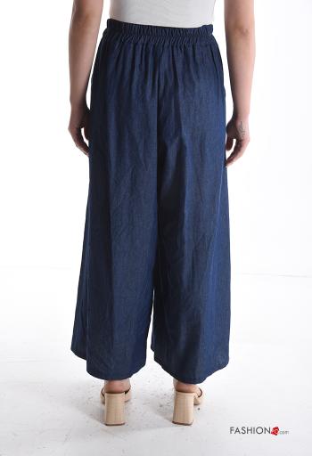 Pantalone in Cotone wide leg con tasche con elastico - ph 2