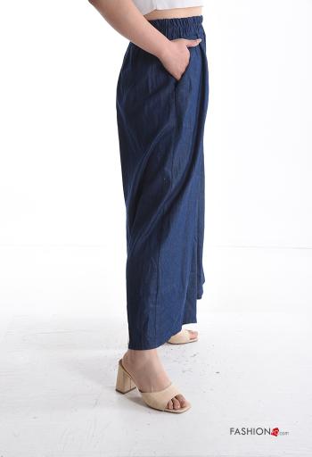 Pantalone in Cotone wide leg con tasche con elastico - ph 3