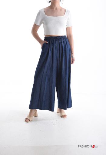 Pantalone in Cotone wide leg con tasche con elastico - ph 5