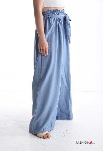 wide leg Hose mit Schleife mit gummizug mit stoffgürtel - ph 3