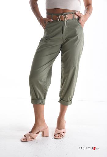 Pantalon en Coton à boutons avec ceinture avec fermeture éclair avec poches - ph 1