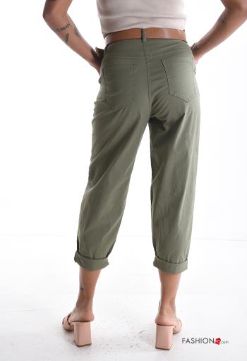 Pantalon en Coton à boutons avec ceinture avec fermeture éclair avec poches - ph 2