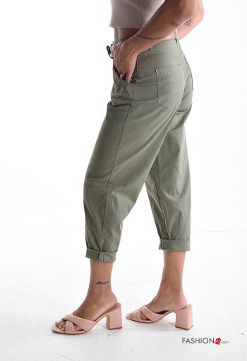 Pantalon en Coton à boutons avec ceinture avec fermeture éclair avec poches - ph 3