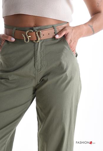 Pantalon en Coton à boutons avec ceinture avec fermeture éclair avec poches - ph 4