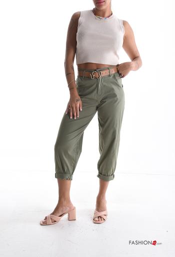 Pantalon en Coton à boutons avec ceinture avec fermeture éclair avec poches - ph 5
