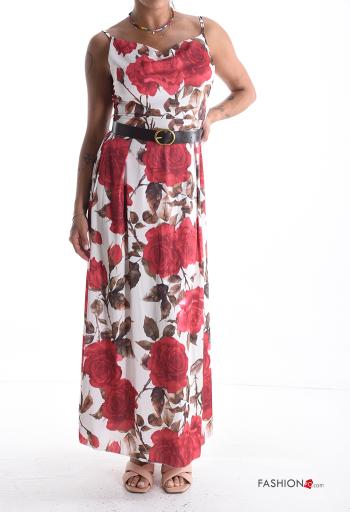Floral sleeveless backless Dress with belt with elastic - ph 1