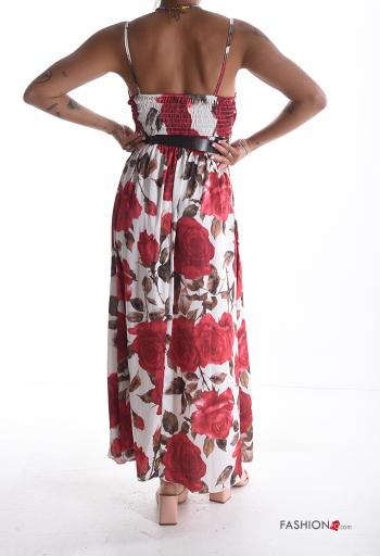 Floral sleeveless backless Dress with belt with elastic - ph 2