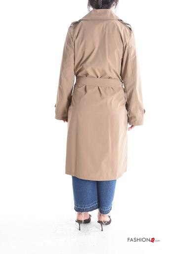 Trench doppio petto maniche lunghe con cintura in stoffa senza fodera con bottoni con tasche - ph 2