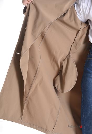 Trench doppio petto maniche lunghe con cintura in stoffa senza fodera con bottoni con tasche - ph 5