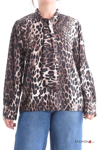 Blusa manga larga Estampado animal con lazo - ph 1