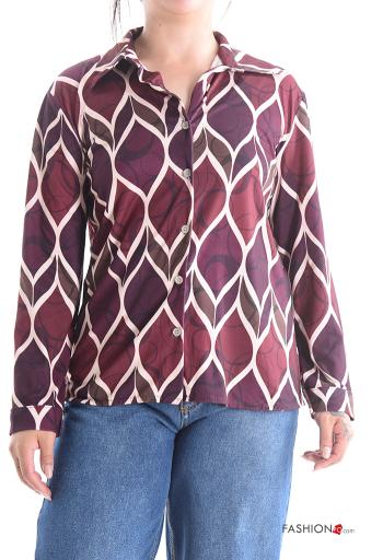 Camicia con colletto Fantasia optical con bottoni con zip