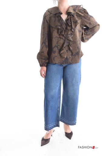 Chemise manches longues à broderie à volants à boutons - ph 5