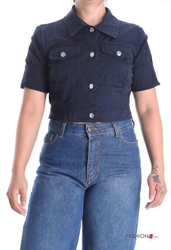 Giacca in Cotone corto maniche lunghe con colletto con bottoni