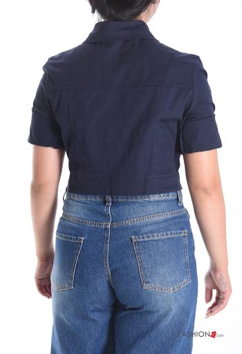 Giacca in Cotone corto maniche lunghe con colletto con bottoni - ph 2