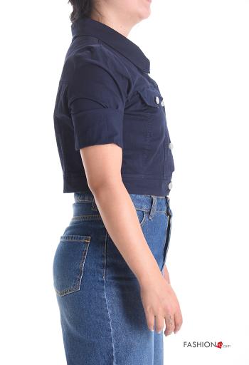 Giacca in Cotone corto maniche lunghe con colletto con bottoni - ph 3