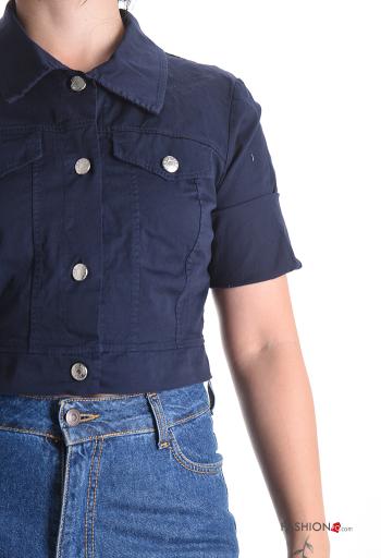 Giacca in Cotone corto maniche lunghe con colletto con bottoni - ph 4