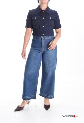 Giacca in Cotone corto maniche lunghe con colletto con bottoni - ph 5