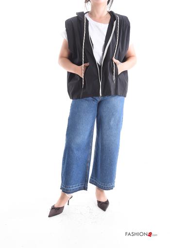 sleeveless Cotton Gilet with pockets without lining with zip with hood - ph 5