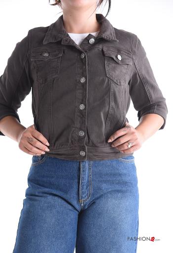 long sleeve with collar denim Cotton Jacket with buttons without lining with pockets - ph 1