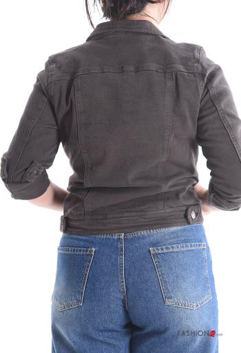 long sleeve with collar denim Cotton Jacket with buttons without lining with pockets - ph 2