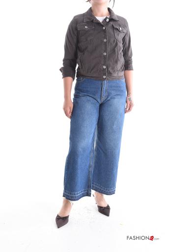 long sleeve with collar denim Cotton Jacket with buttons without lining with pockets - ph 5