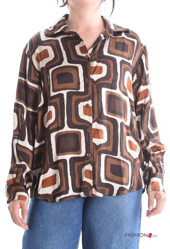 Abstract print long sleeve with collar Shirt with buttons - ph 1