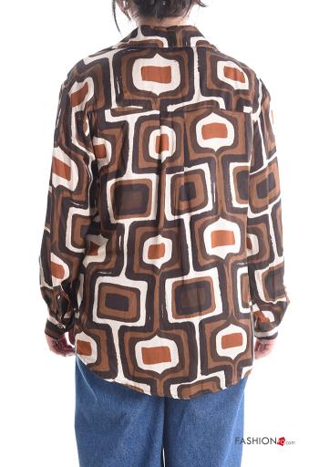 Abstract print long sleeve with collar Shirt with buttons - ph 2
