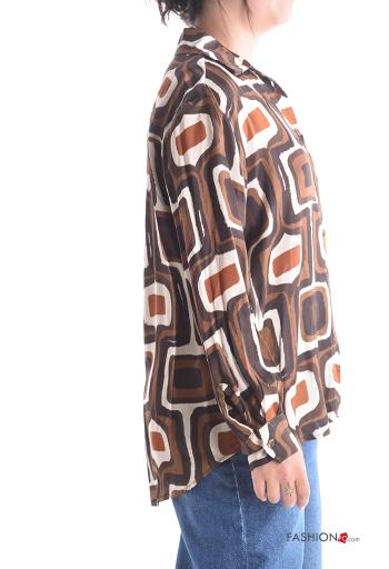 Abstract print long sleeve with collar Shirt with buttons - ph 3