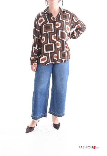 Abstract print long sleeve with collar Shirt with buttons - ph 5