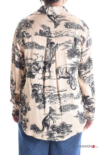 Nature-print long sleeve with collar Shirt with buttons - ph 2