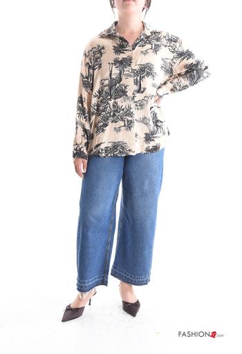 Nature-print long sleeve with collar Shirt with buttons - ph 5