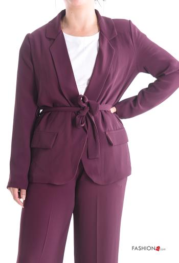 Blusão manga comprida com forro com cinto de tecido - ph 1