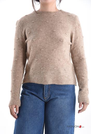 long sleeve crew neck Wool Mix Sweater - ph 1